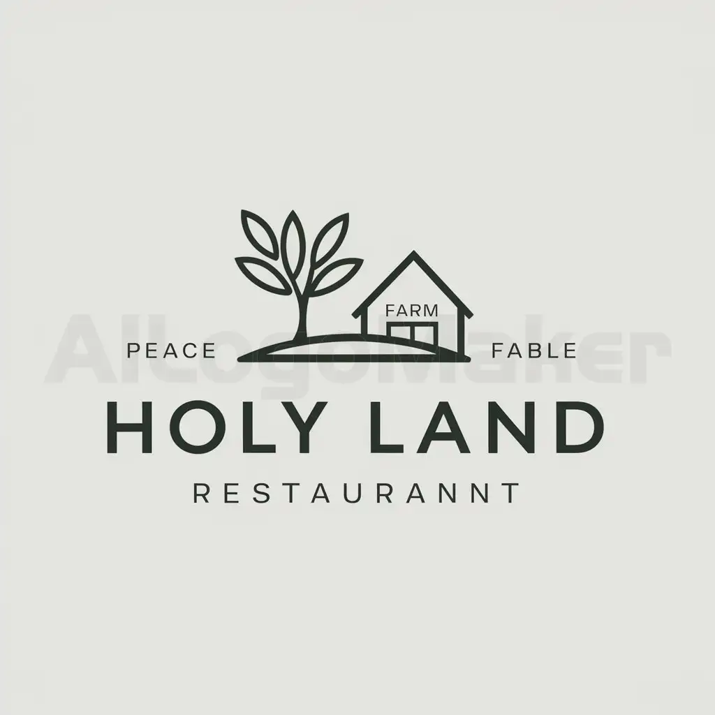 a logo design,with the text "Holy Land", main symbol:olivkovye derevya, ferma,Minimalistic,be used in Restaurant industry,clear background