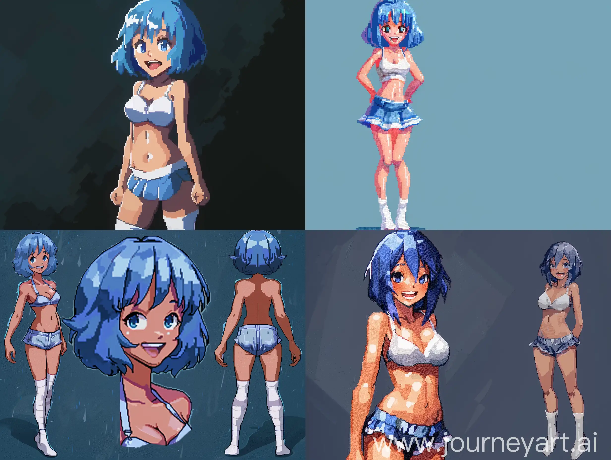 Smiling-Girl-in-Pixel-Art-with-Blue-Hair-and-White-Accessories