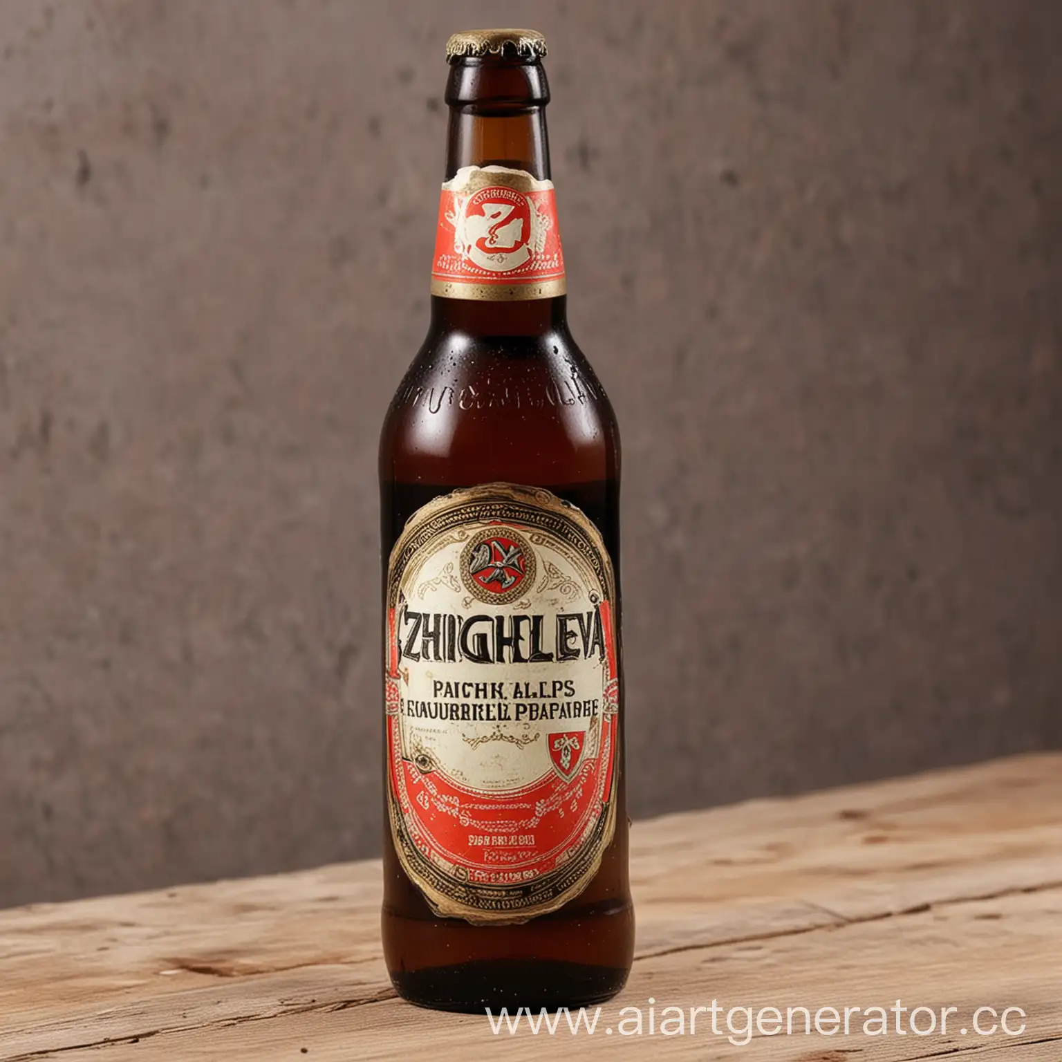 Bottle of beer with lable "Zhiguleva"