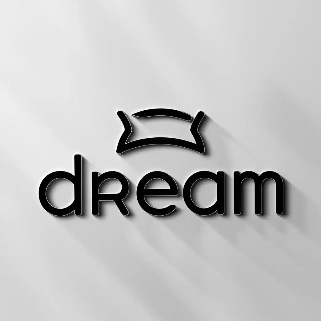 a logo design,with the text "dream", main symbol:pillow,Minimalistic,be used in Others industry,clear background