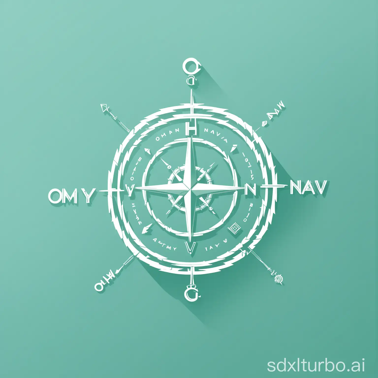 Create a minimalist and flat design logo for a website aggregator named 'ohmynav'. The design should embody the concept of navigation and discovery in a digital space. Key elements to include are:  A simple, yet modern typeface for the text 'ohmynav'. The letter 'o' in 'ohmynav' could be creatively replaced with or combined with a symbol that represents a compass or a globe to emphasize the navigation aspect. Use a clean, uncluttered layout with a limited color palette. Suggest using a bold color for the symbol and a contrasting, yet harmonious color for the text. Incorporate subtle design cues that hint at a network of interconnected sites, possibly through the use of thin, interconnected lines around the symbol or within the background. The overall design should feel lightweight and friendly, with a touch of sophistication to appeal to tech-savvy users. Ensure that the logo is scalable and maintains its integrity at various sizes, from small favicon dimensions to larger display on the website. 