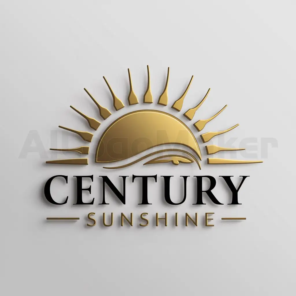 a logo design,with the text "century sunshine", main symbol:This logo uses gold as the main color, symbolizing nobility, warmth, and elegance. The overall design is simple and grand, highlighting the company's care and professional image.,complex,be used in Others industry,clear background
