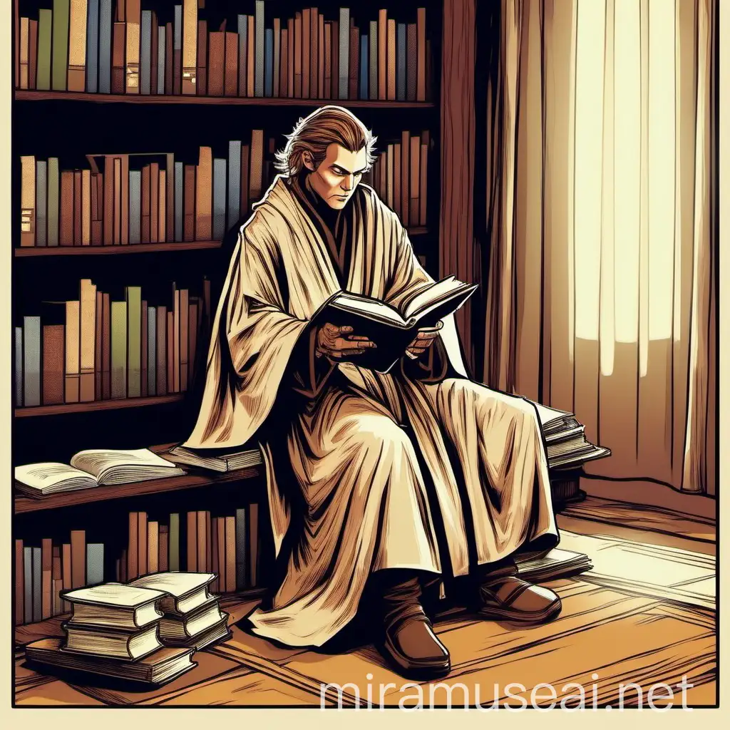 Jedi Knight Engrossed in Ancient Texts