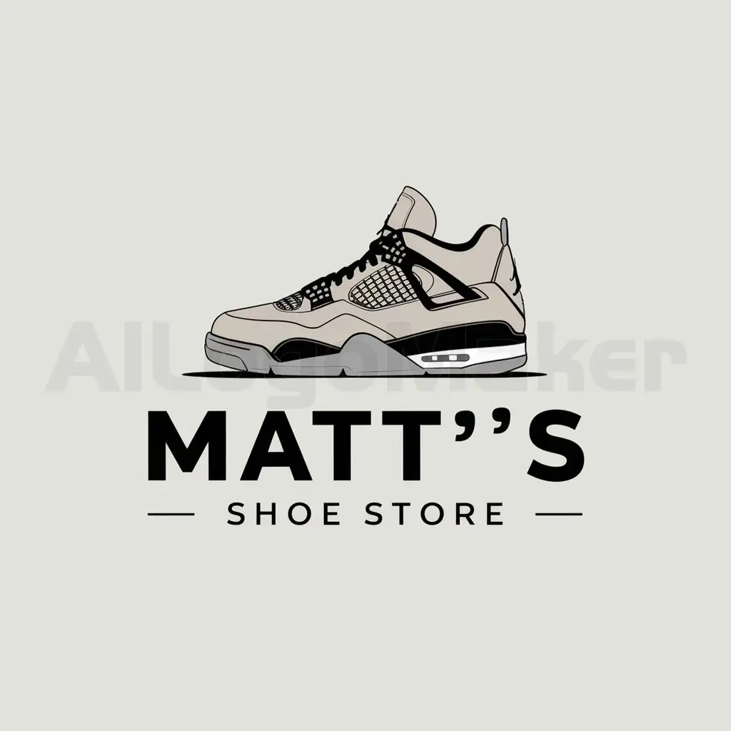 LOGO-Design-For-Matts-Shoe-Store-Bold-Typography-with-Iconic-Jordan-4s