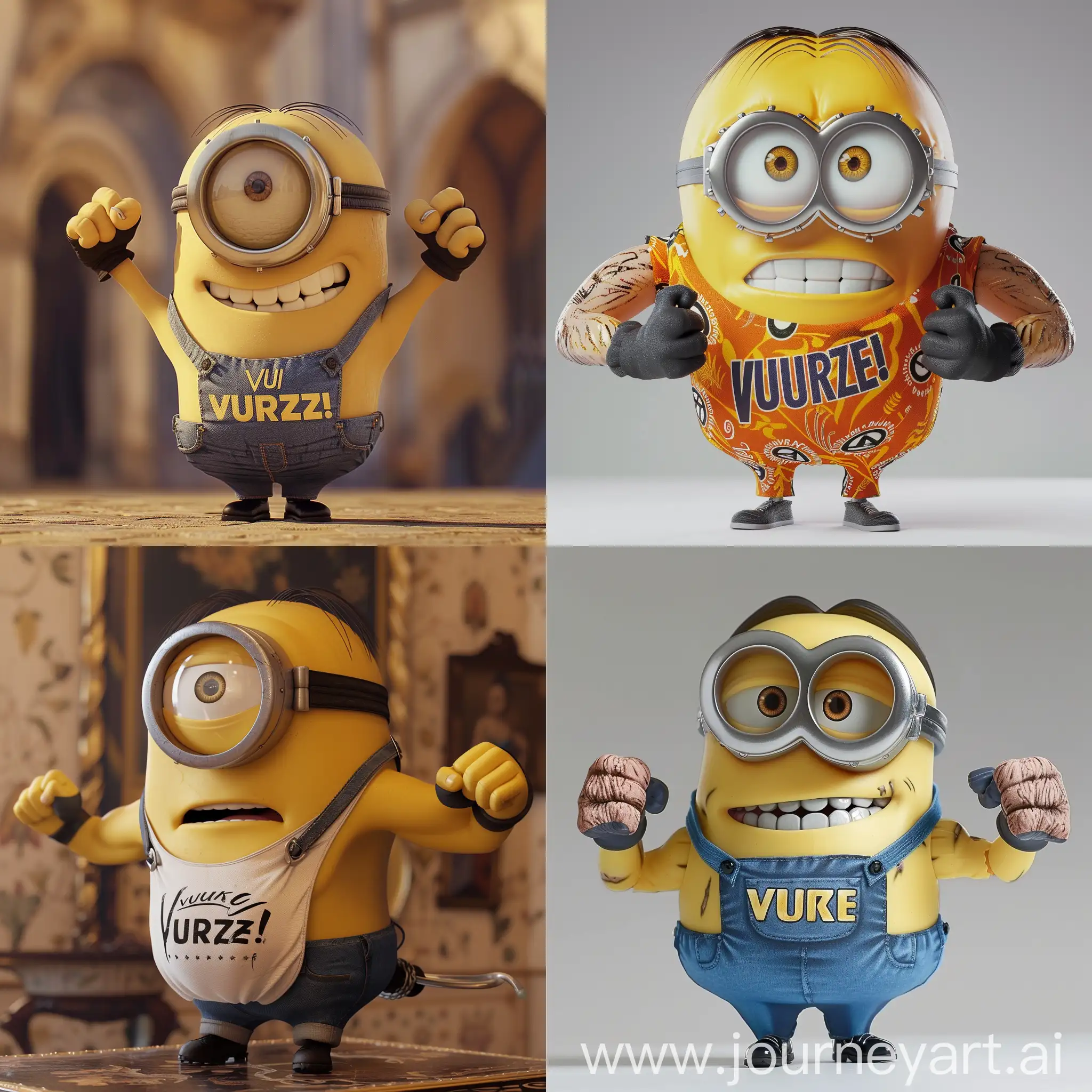 minion with muscle with a shirt that say "vurzeh"
