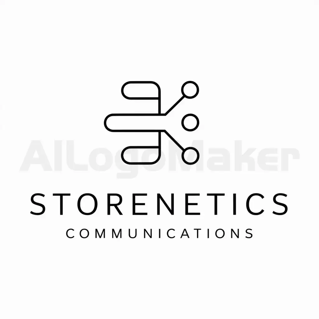 a logo design,with the text "Storenetics Communications", main symbol:symbol, network datagram,Minimalistic,be used in Technology industry,clear background