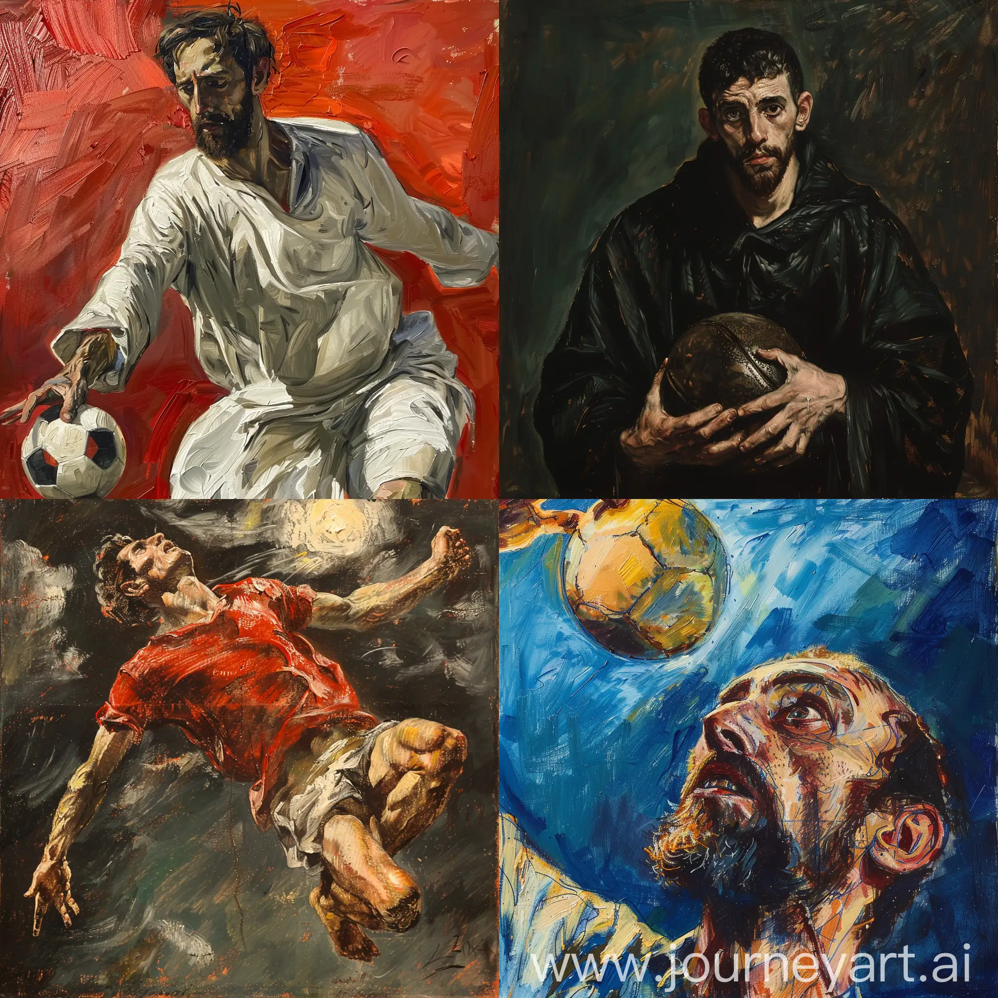 нарисуй картину "футбол" в стиле художника эль греко