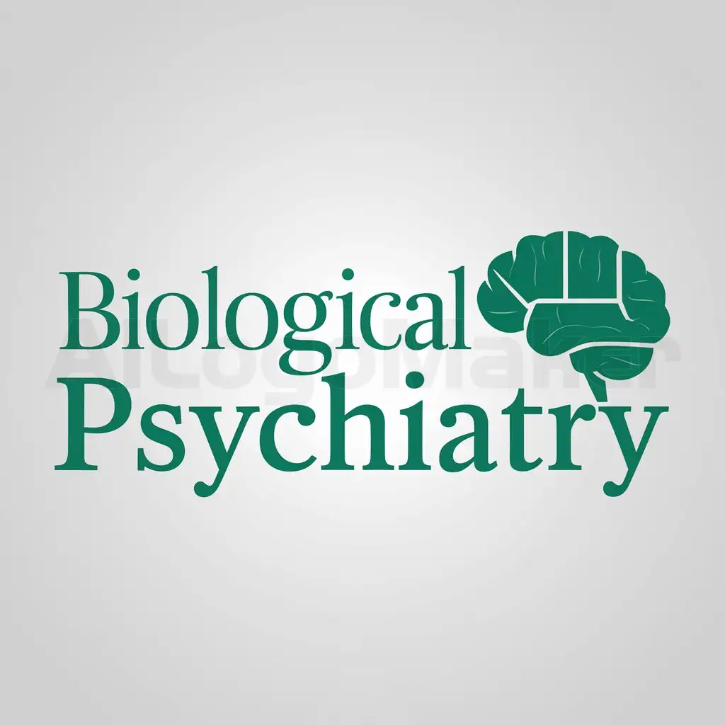 a logo design,with the text "Biological Psychiatry", main symbol:a disassembled brain in the colour green,Moderate,be used in Education industry,clear background