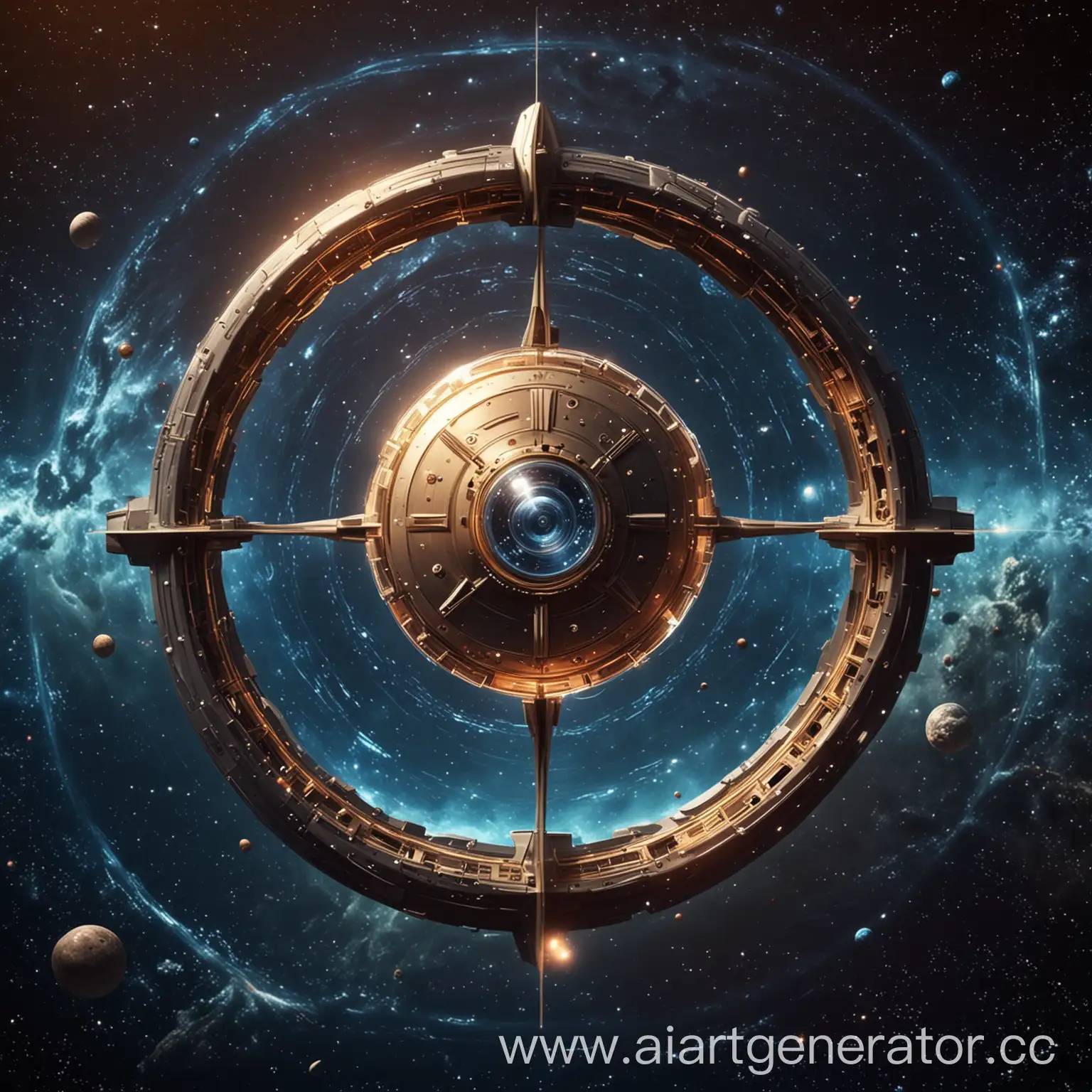 Futuristic-Space-Gyroscope-with-Cosmic-Background