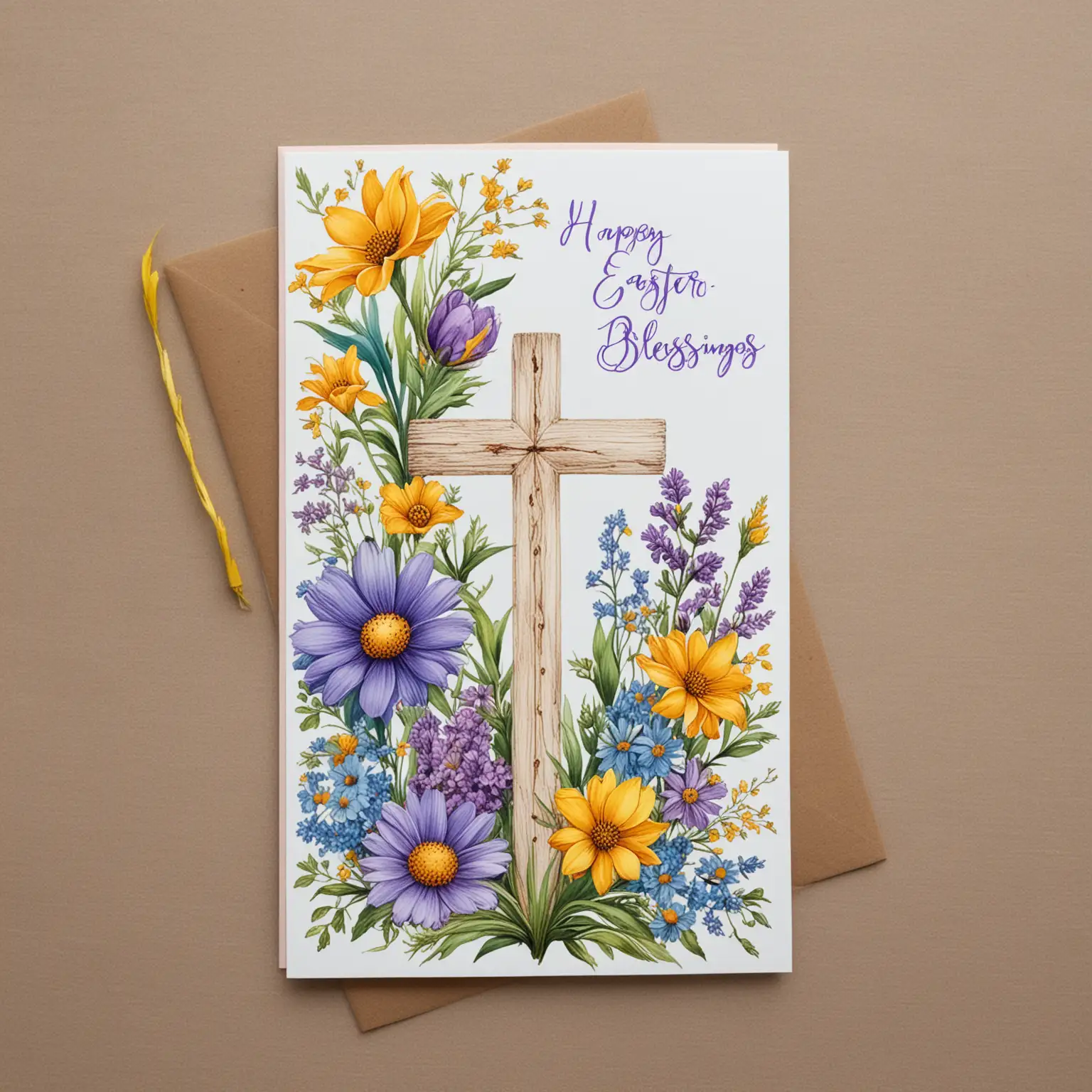Easter-Blessings-Card-with-Cross-and-Wildflower-Bouquet