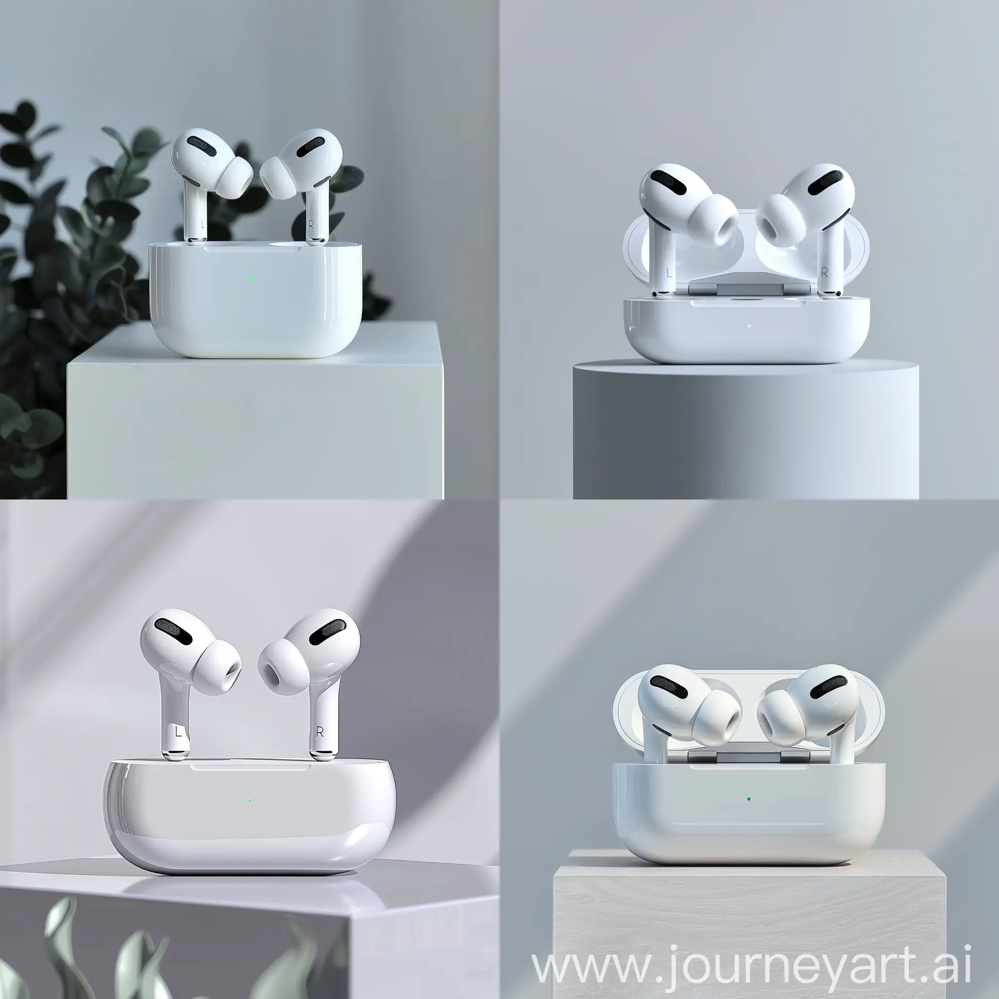 Professional-Airpod-2-Pro-Display-on-White-Podium-for-Effective-Advertising