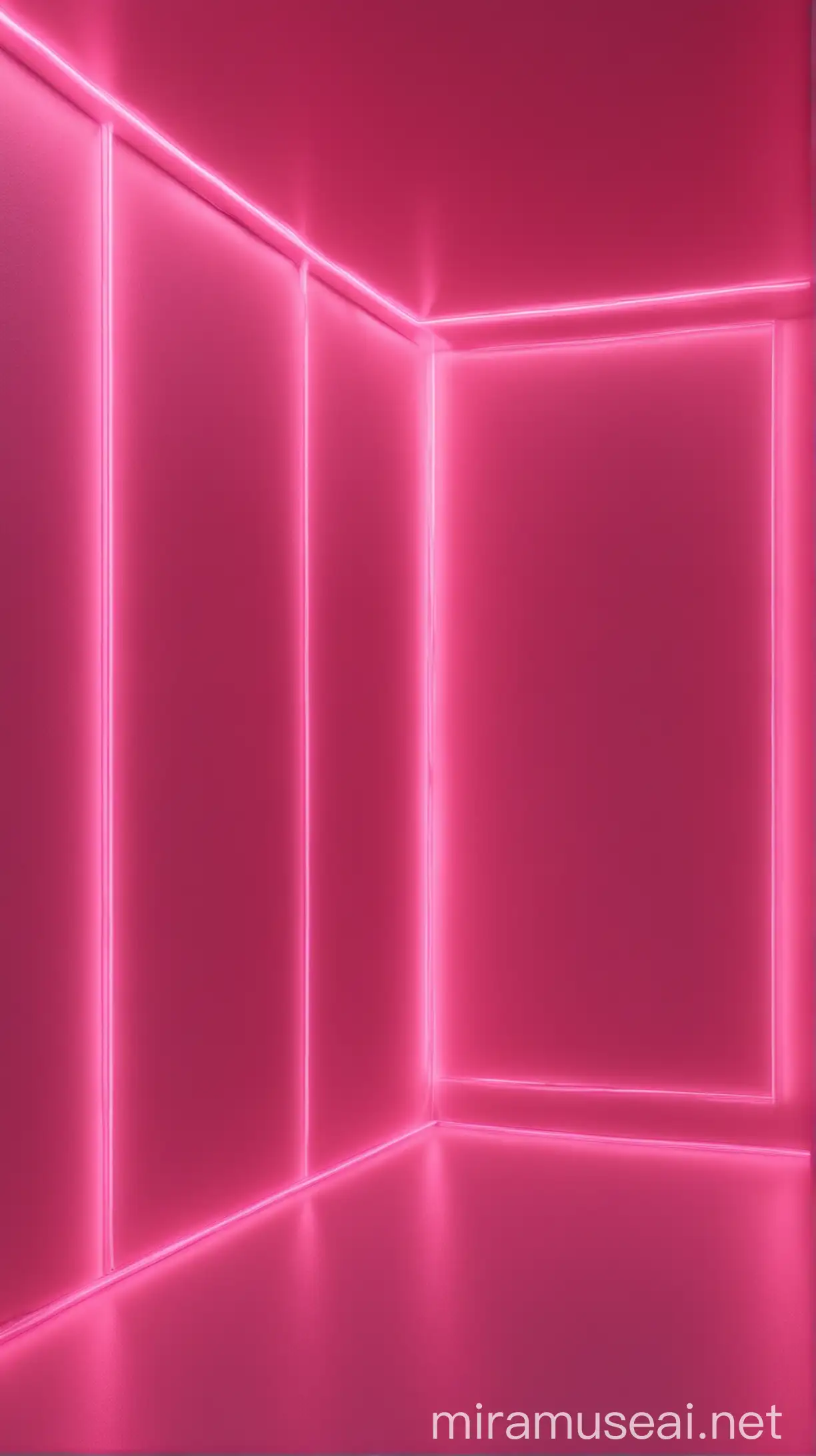 3D Render of a Room with Glowing Hot Pink Neon Lines Abstract Background