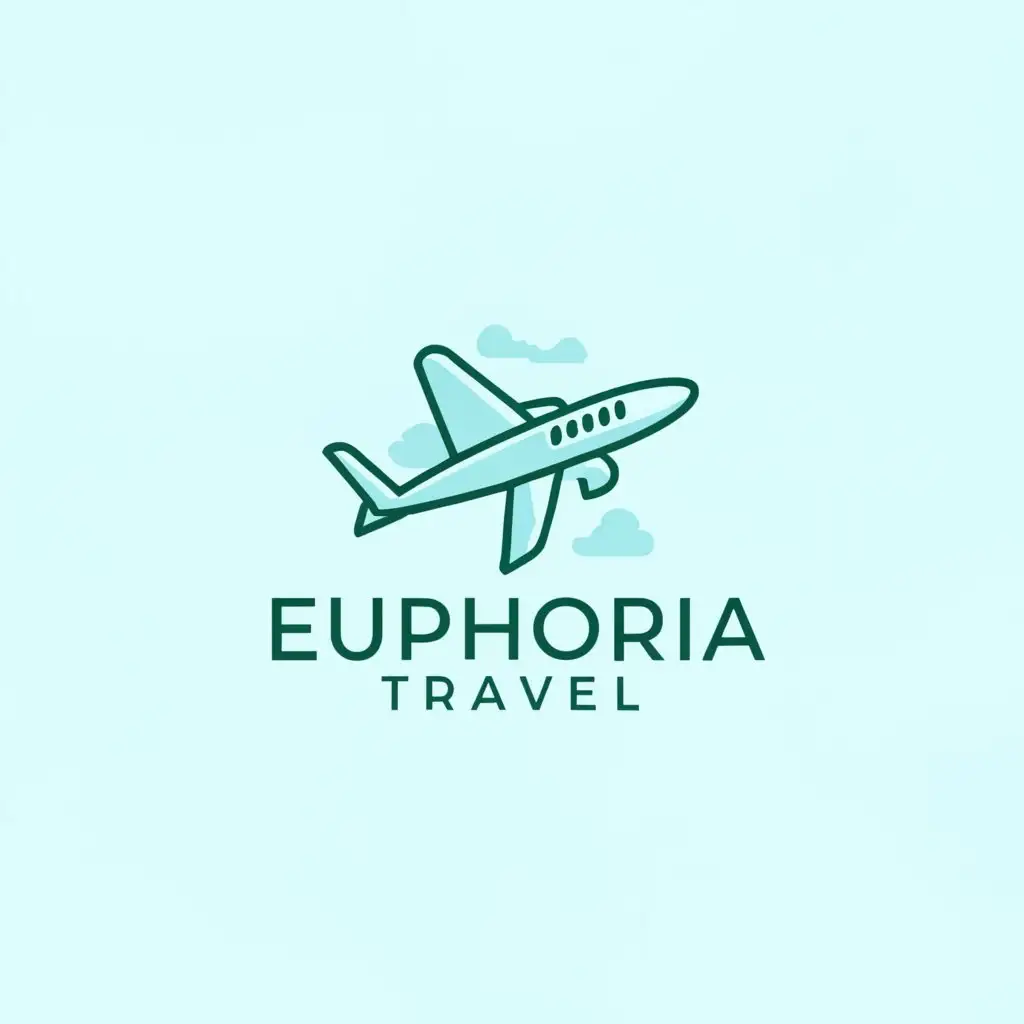 a logo design,with the text 	extit{Euphoria Travel}, main symbol:Airplane, Cloud,Moderate,be used in Travel industry,clear background