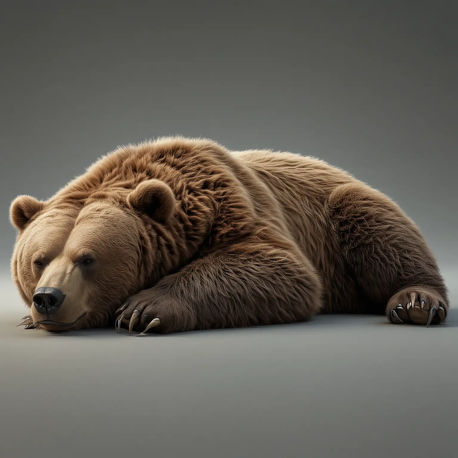 реалистичный мощный медведь лежит на боку и спит в полный рост видно все тело