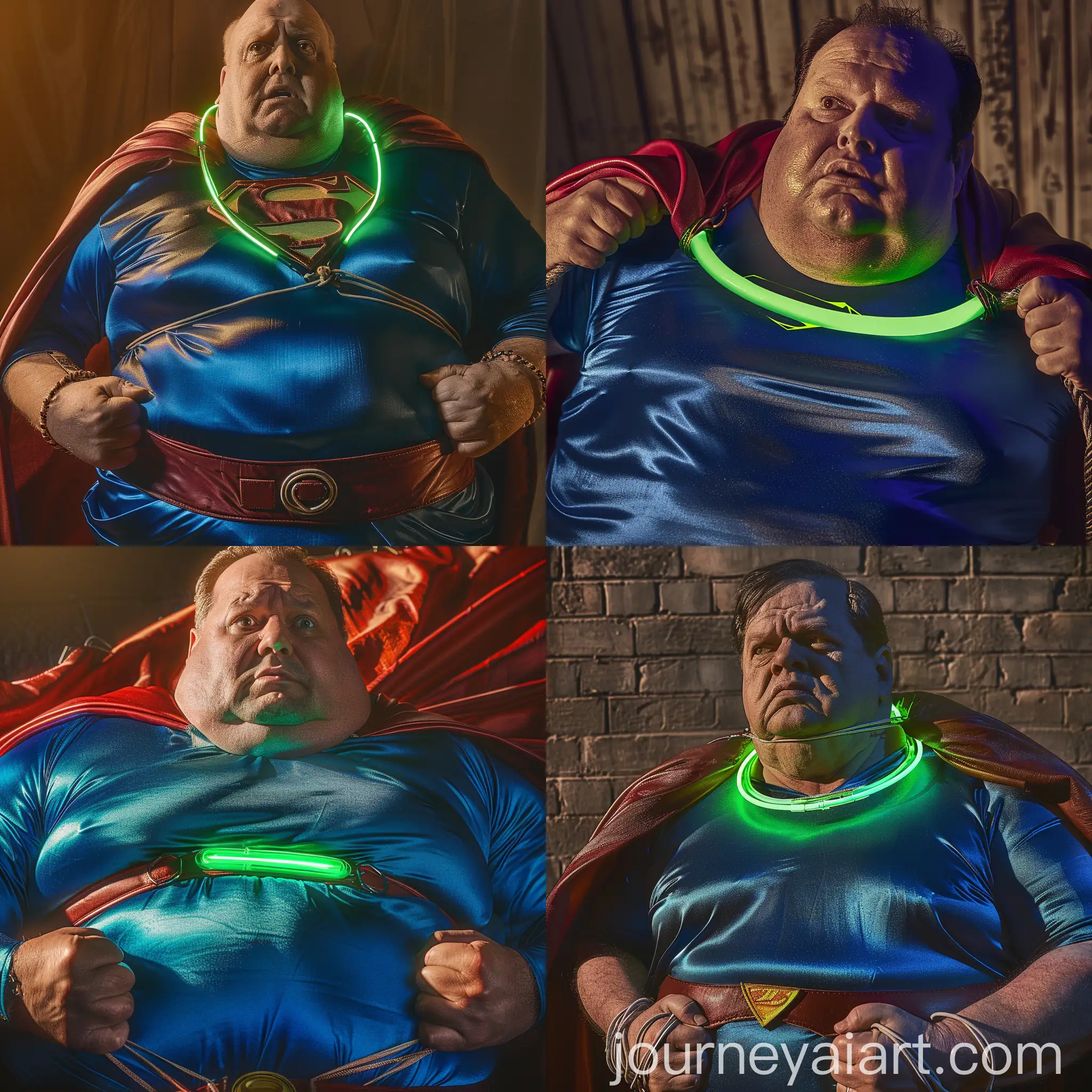 Anxious Senior Man Tied Outdoors in Vintage Superman Costume | Journey AI  Art