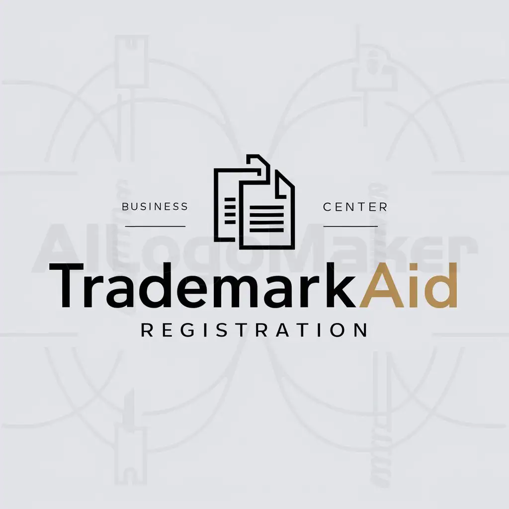 a logo design,with the text "TrademarkAid registration", main symbol:Documents, business center,Moderate,be used in Legal industry,clear background