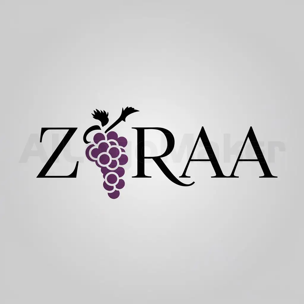 LOGO-Design-For-Zaraa-Elegant-Typography-with-Grape-Symbol-on-a-Clean-Background