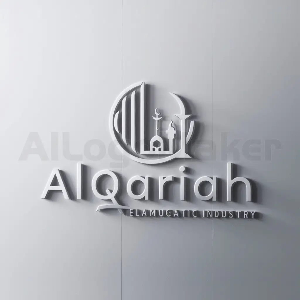 a logo design,with the text "AlQariah", main symbol:Quran, mosque,Minimalistic,be used in Religious industry,clear background