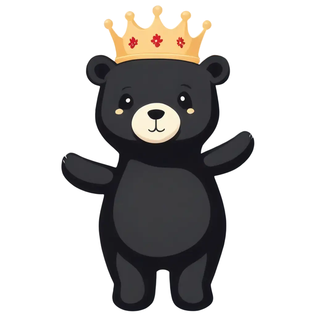 calligraphy slogan with graphic bear doll in king crown vector illustration on black background

