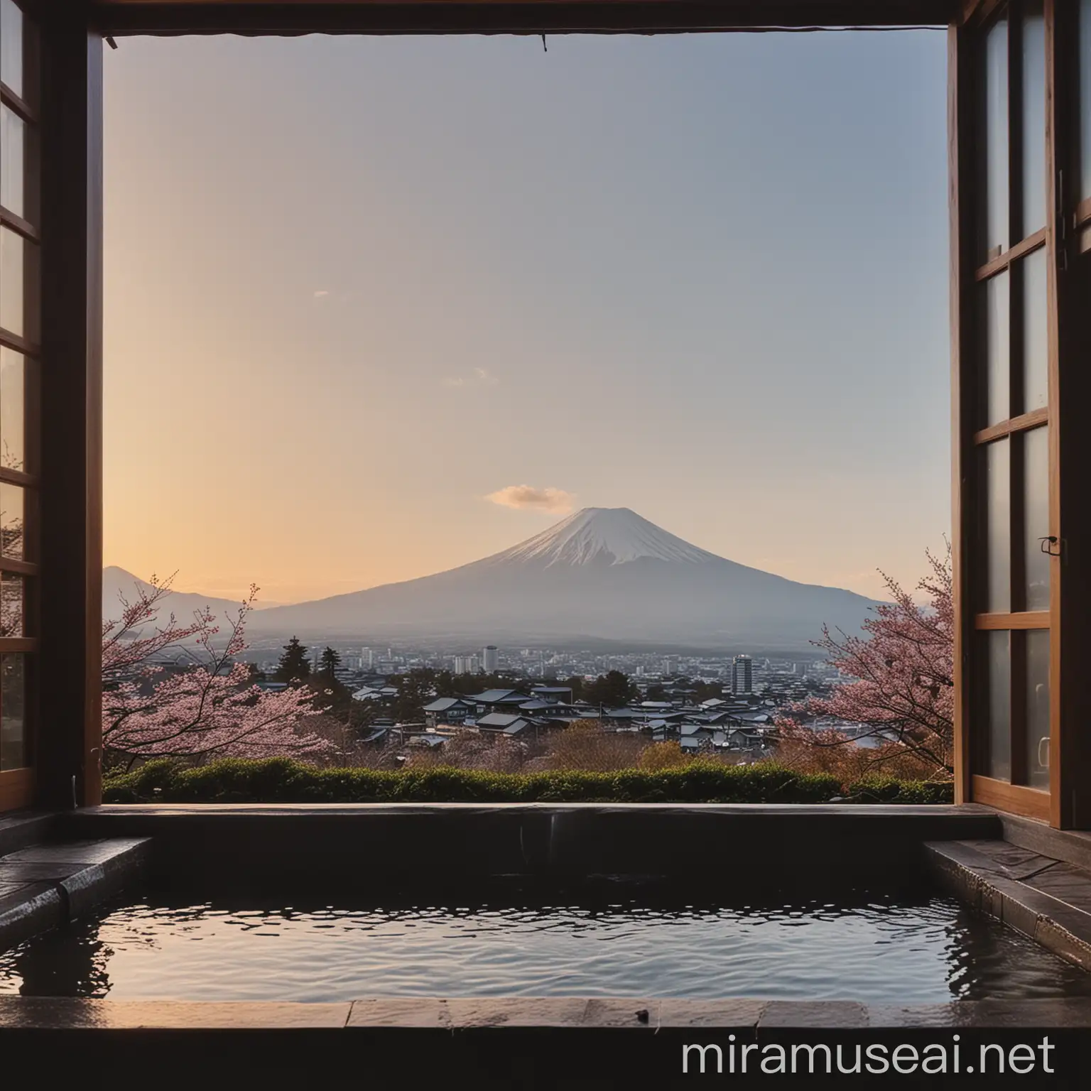 Scenic View of Mt Fuji from Traditional Japanese Onsen Pension