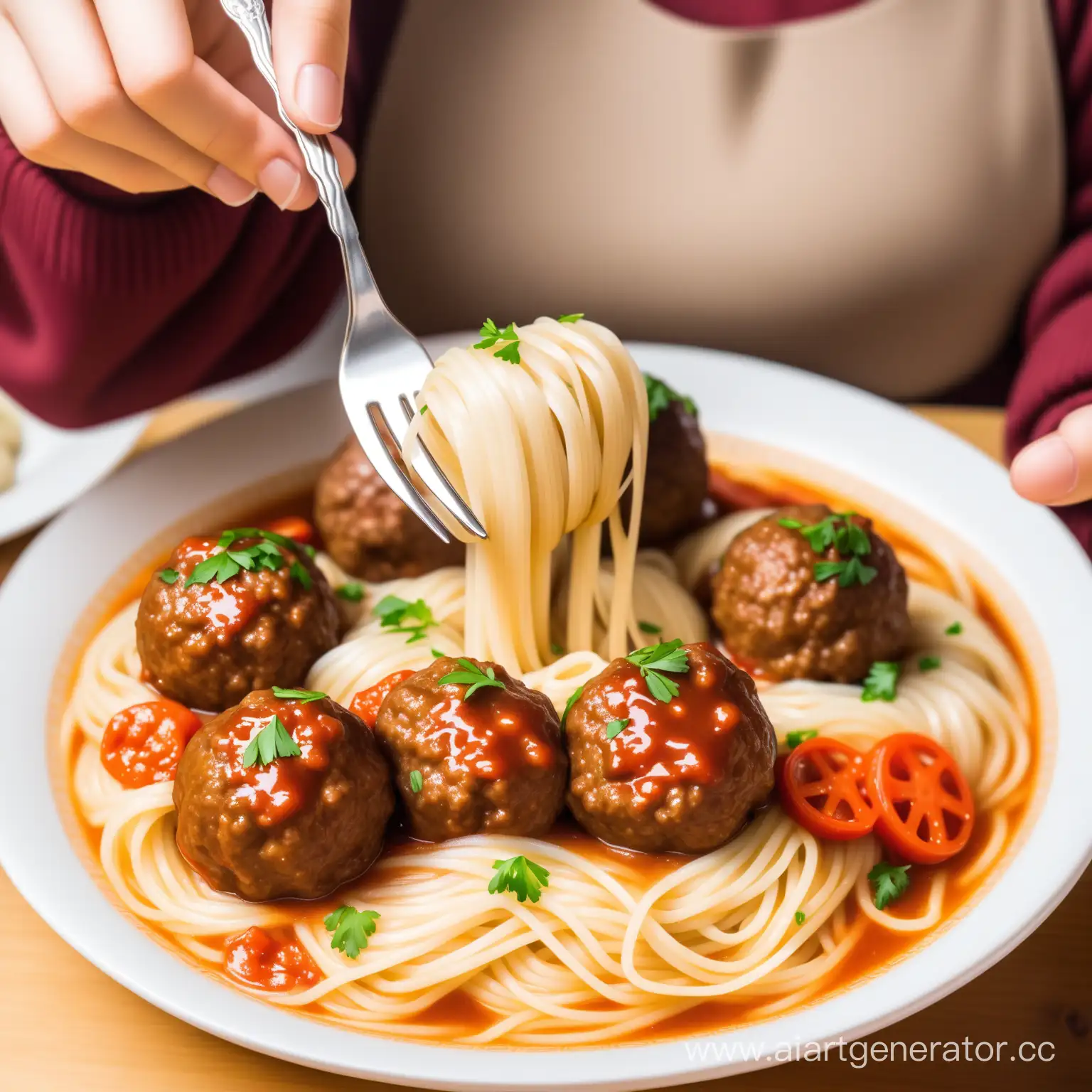 Family-Dinner-Enjoying-Grandmas-Homemade-Meatball-Noodles
