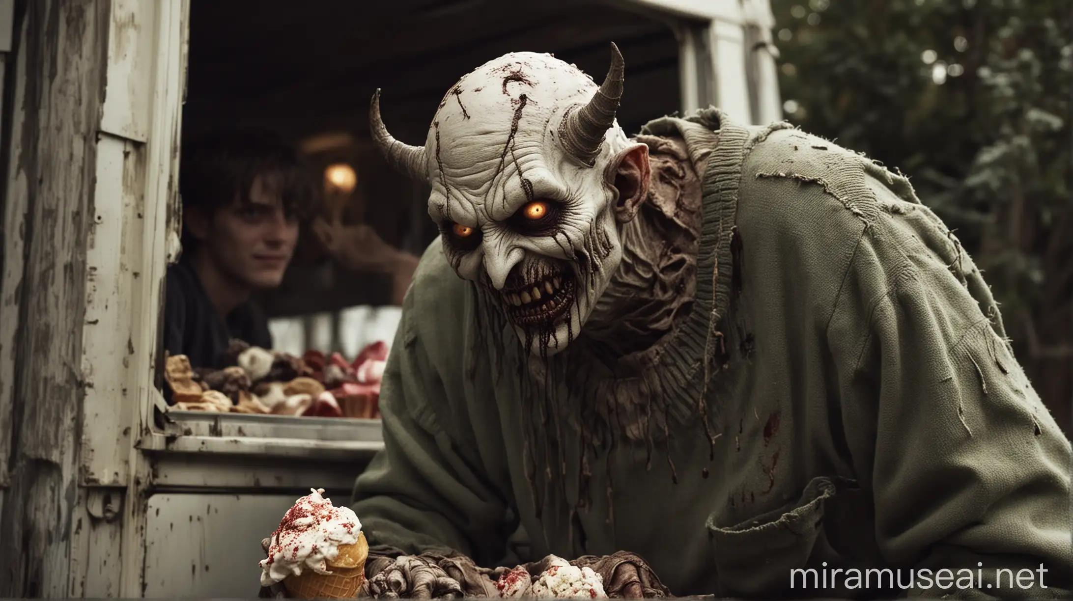 Terrifying Demon Masquerading as Creep Hands Out Poisoned Candy from Ice Cream Truck