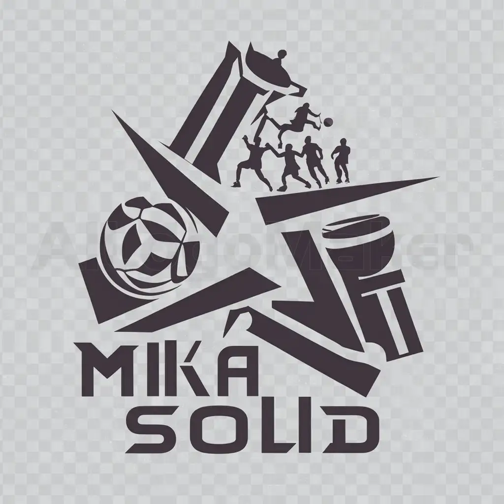 a logo design,with the text "Mika Solid", main symbol:sport ,teamwork and winner,complex,be used in Events industry,clear background
