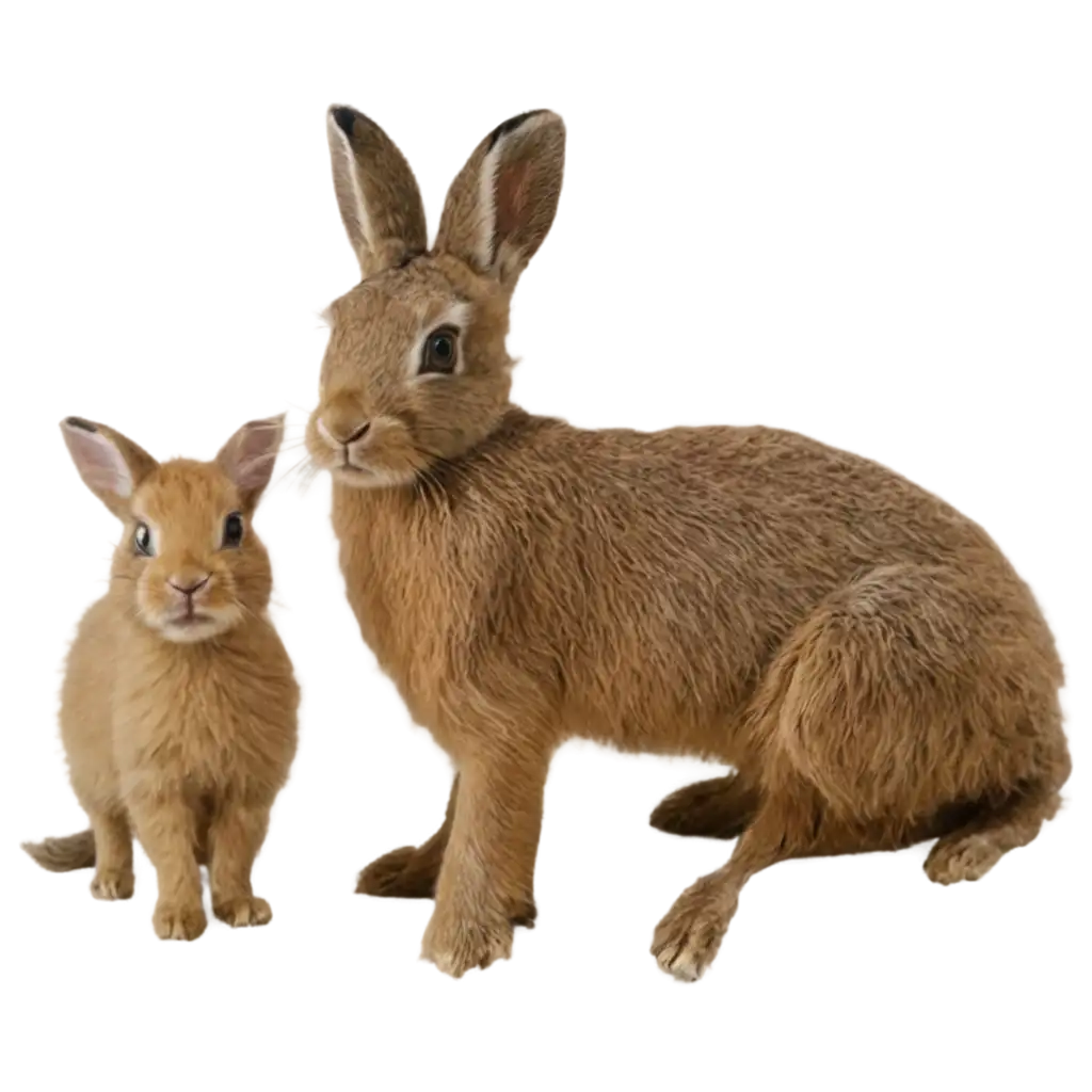 Exquisite-PNG-Image-of-a-Hare-and-Two-Kittens-Artistic-Harmony-in-Nature