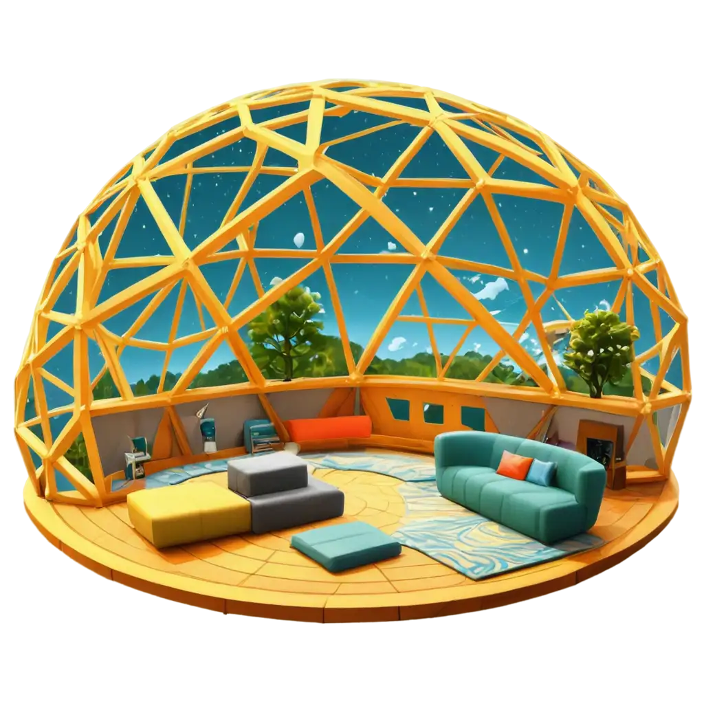 Interior of Cartoon geodesic dome