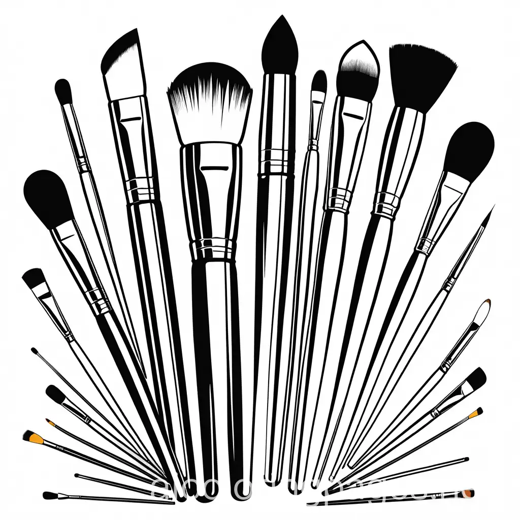 Childrens-Coloring-Page-Variety-of-Makeup-Brushes-in-Bold-Clean-Lines