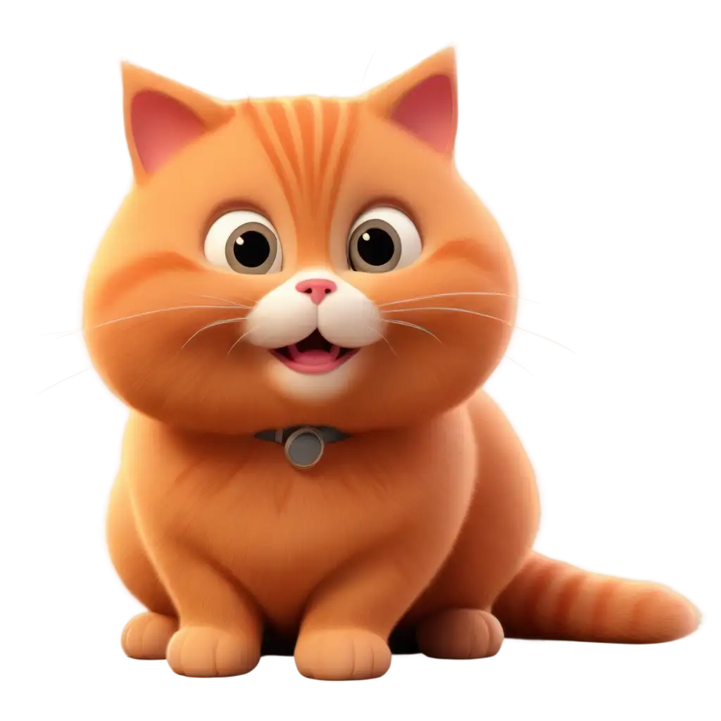 chubby cute ginger 3d cartoon kitten