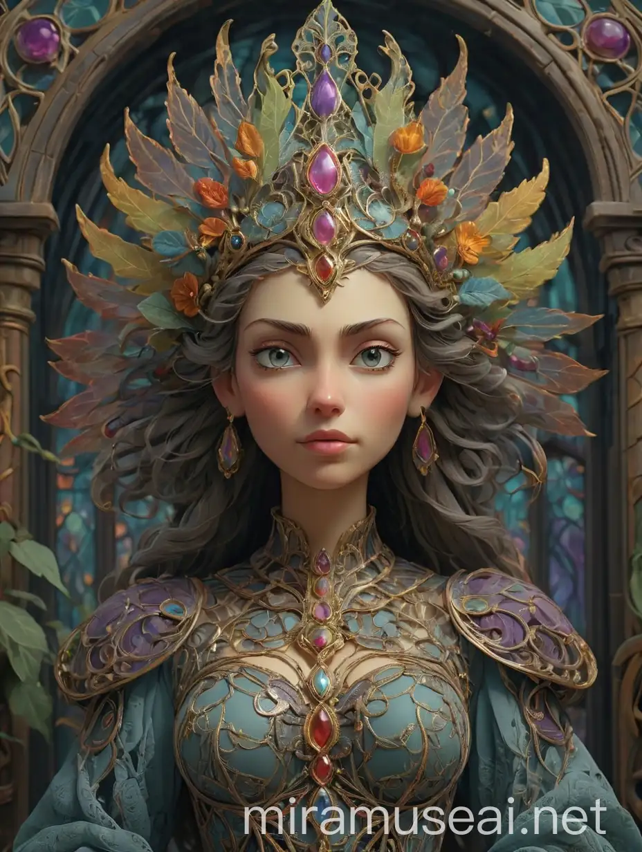 Mystical Queen of a Dark Kingdom Art Nouveau Style Fantasy Portrait