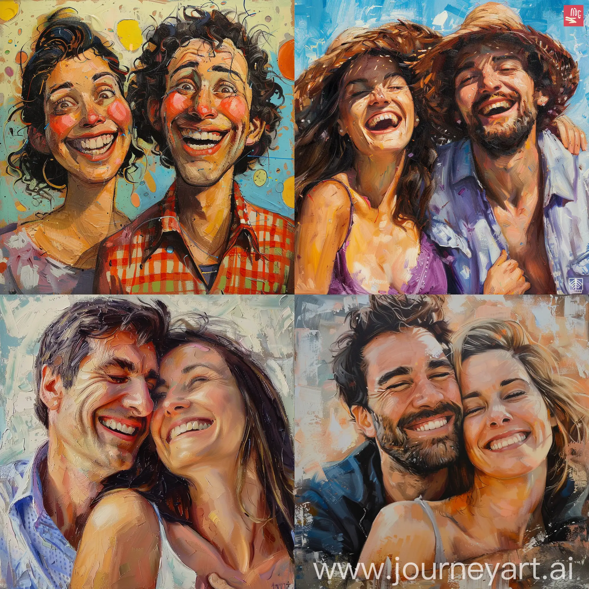 Portrait happy man and woman --niji 6