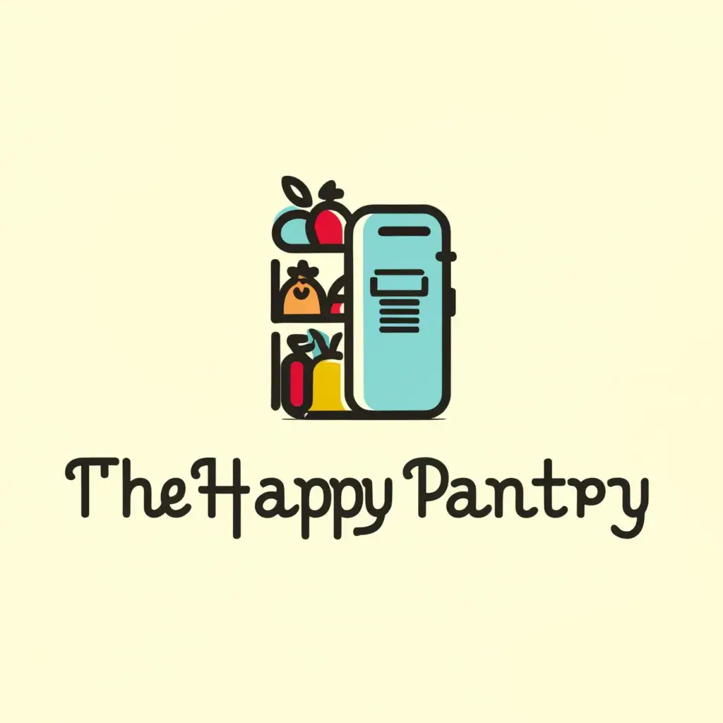 a logo design,with the text "The Happy Pantry", main symbol:Fridge and Produce,Moderate,be used in Restaurant industry,clear background