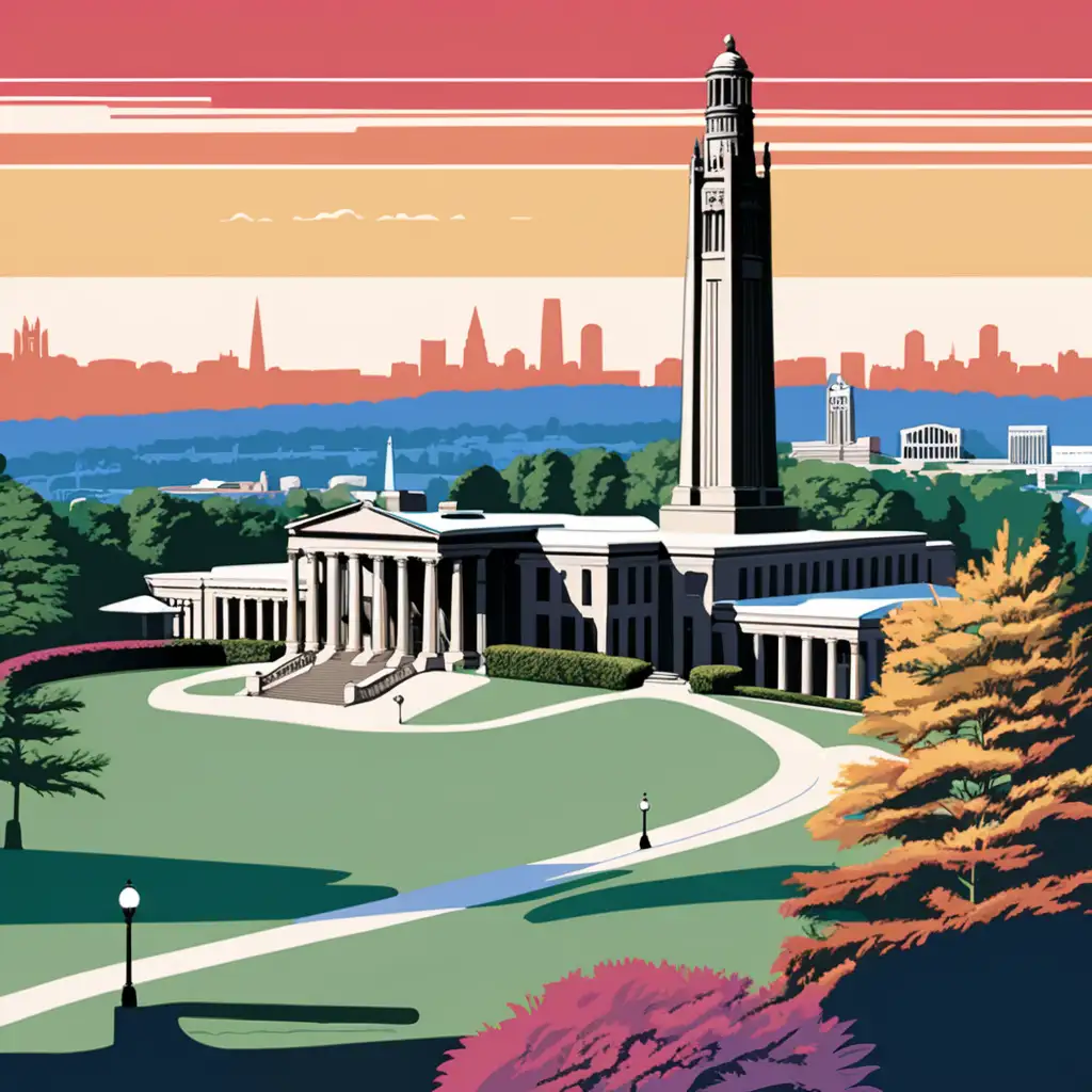 Vulcan Park and Museum, Birmingham a City of Alabama ,colorfully in vector style