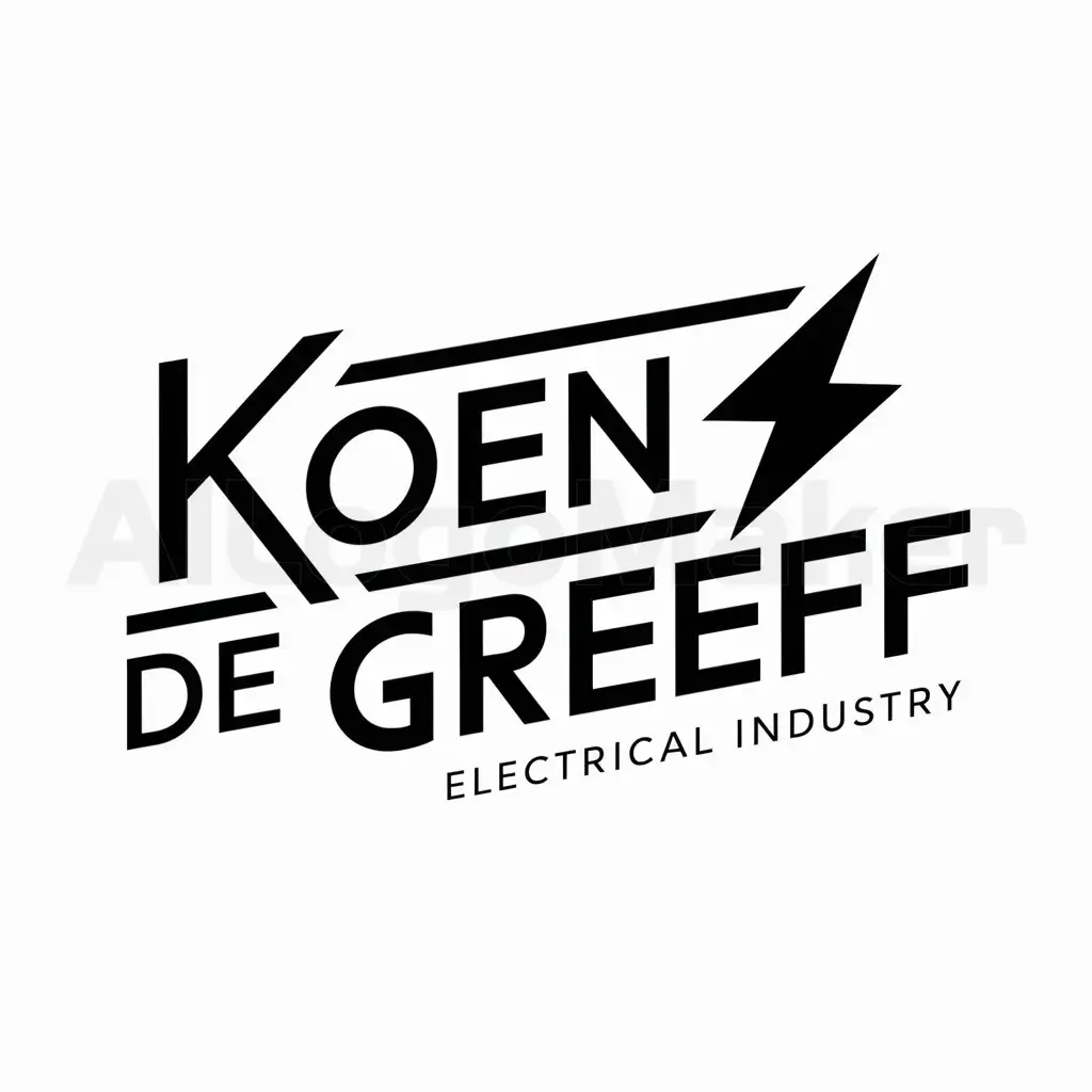 a logo design,with the text "Koen De Greeff", main symbol:Power,Moderate,be used in Electrical industry,clear background