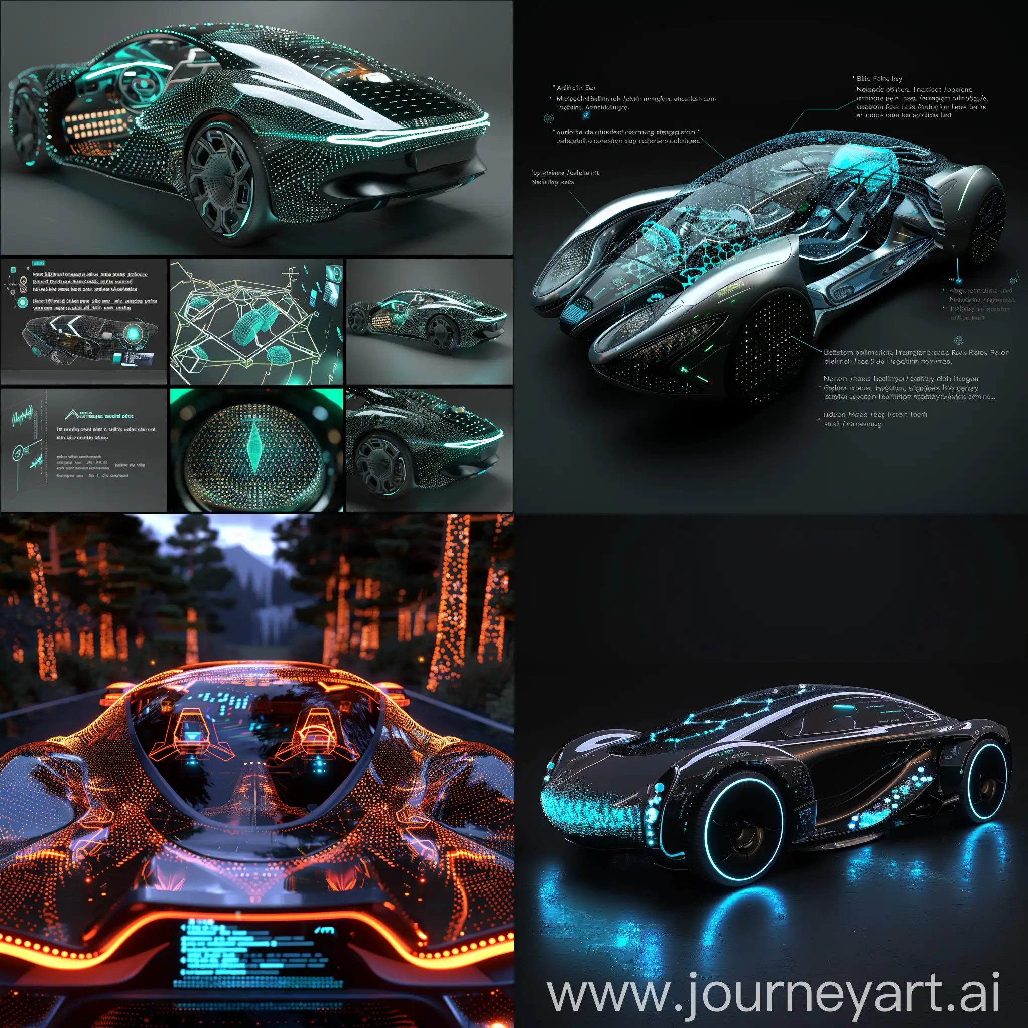 Futuristic car, in futuristic style, Organic Interface Integration, Bioluminescent Ambient Lighting, Nanotech Air Filtration System, Adaptive Biometric Seating, Augmented Reality Windshield Display, Neural Network-based Autopilot, Biomechanical Energy Harvesting, Synthetic Biofuel Cells, Quantum Encryption Cybersecurity, Hyperconnected Neural Network Integration, Bioluminescent Exterior Lighting, Nanotech Self-Healing Body Panels, Organic Solar Panel Integration, Augmented Reality Exterior Display, Biomechanical Morphing Aerodynamics, Bioengineered Air Filtration Grille, Cybernetic Communication Antennae, Nanoparticle Coating for Self-Cleaning, Holographic Projection Windshield, Biometric Recognition Vehicle Access, unreal engine 5 --stylize 1000
