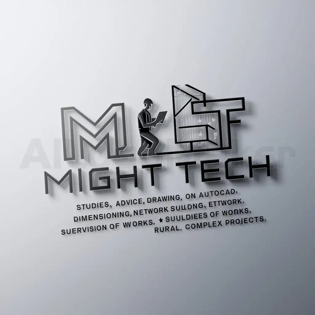 LOGO-Design-For-Mighty-Tech-Technician-on-Site-with-AUTOCAD-Plans