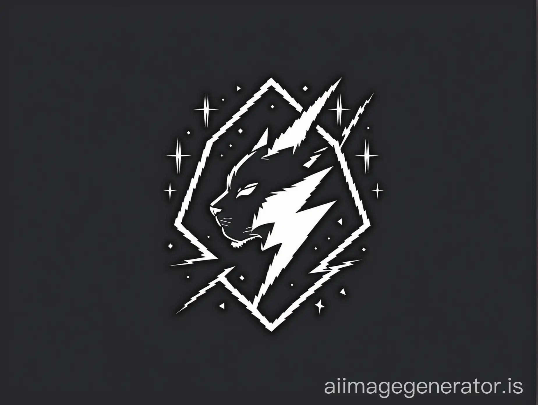Minimalist Lynx and lightning bolt logo with simple polygonal lines, black and white.
