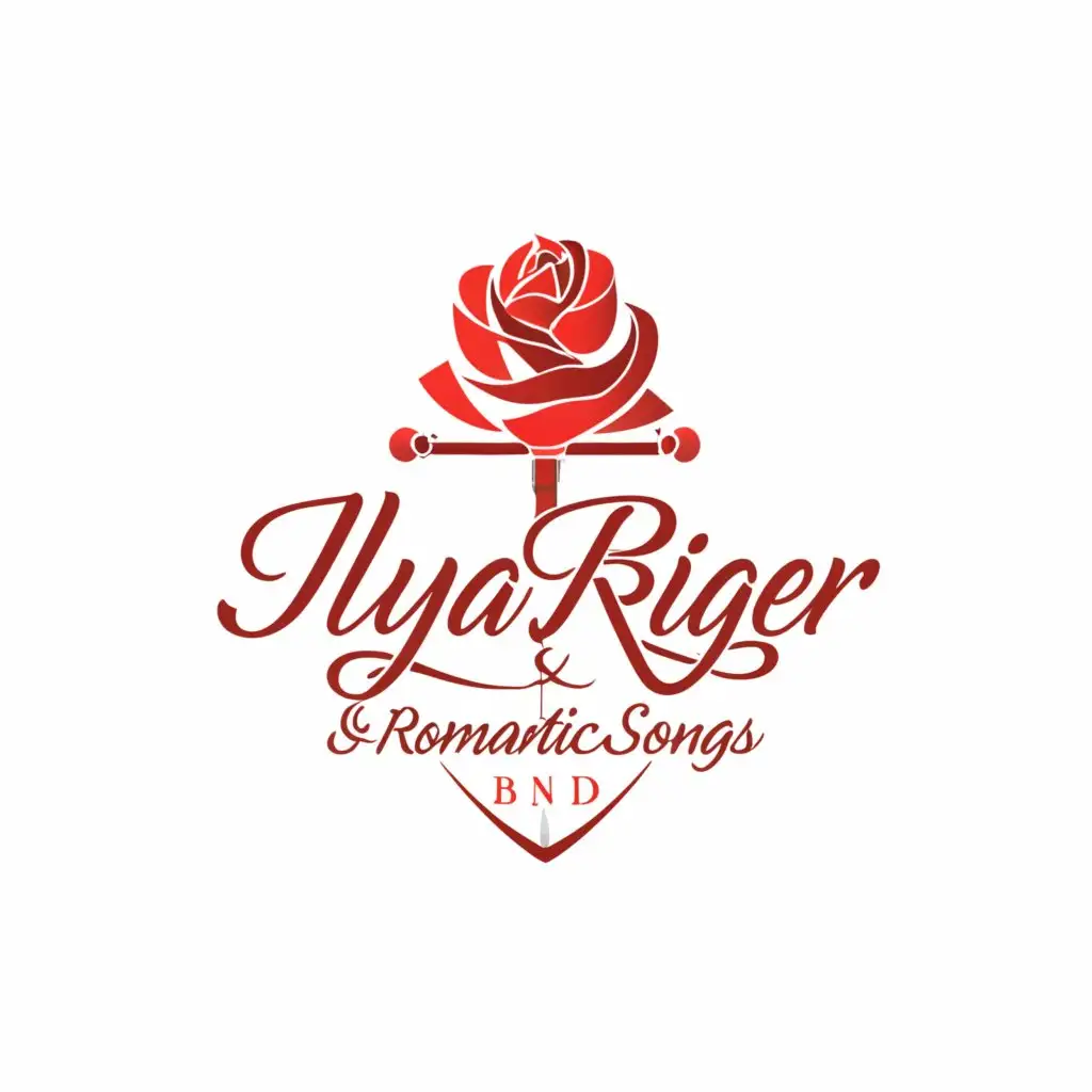 a logo design,with the text "ILYA RIGER & Romantic Songs Band", main symbol:Rose, sword, tango,complex,be used in Real Estate industry,clear background