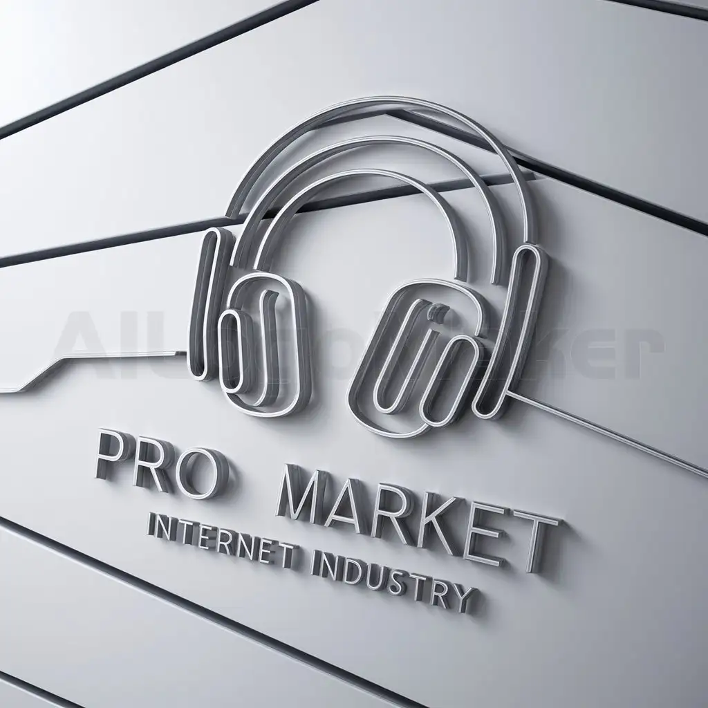 a logo design,with the text "PRO MARKET", main symbol:Headphones,complex,be used in Internet industry,clear background