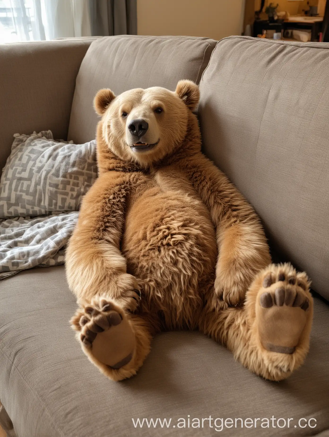 Happy-Bear-Relaxing-on-a-Cozy-Couch