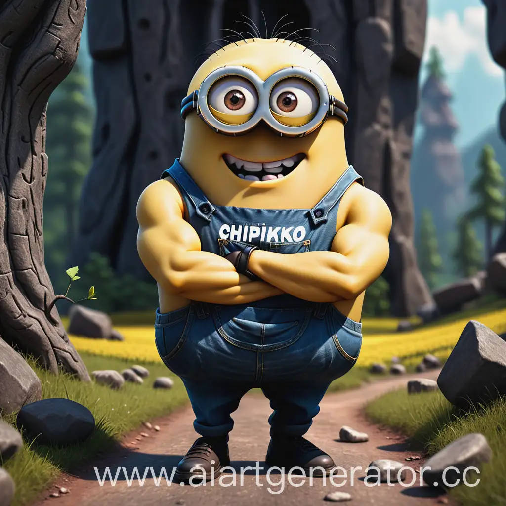 Muscular-Minion-with-CHIPKO-Inscription-Flexing-Powerfully