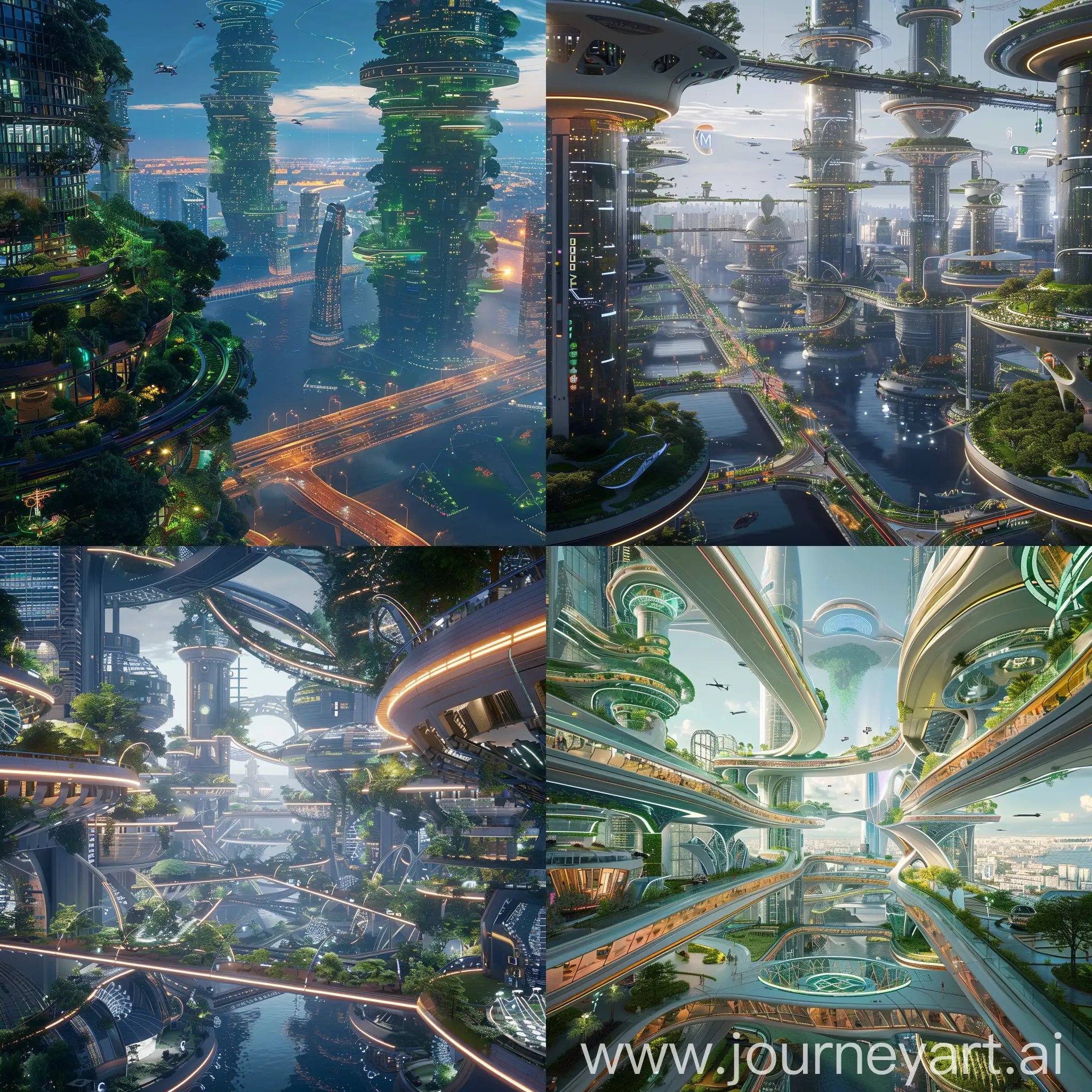 High-tech futuristic Vladivostok, Vertical Bioponic Farms, AI-Powered Waste Management, Hyperloop Transportation Hubs, Augmented Reality Public Spaces, Modular Micro-Apartments, Co-Working with a View, Smart Grid Infrastructure, 3D-Printed Infrastructure, Community-Driven Green Spaces, Adaptive Learning Classrooms, Kinetic Facades, Hydroponic Skyscrapers, Skybridges and Walkways, Light Shows and Interactive Displays, Drone Delivery Stations, Vertical Parks and Hanging Gardens, Self-Driving Cars and Public Transportation, Underwater Observation Decks, Weather-Adaptive Roofs, Spaceport Gateway, unreal engine 5 --stylize 1000