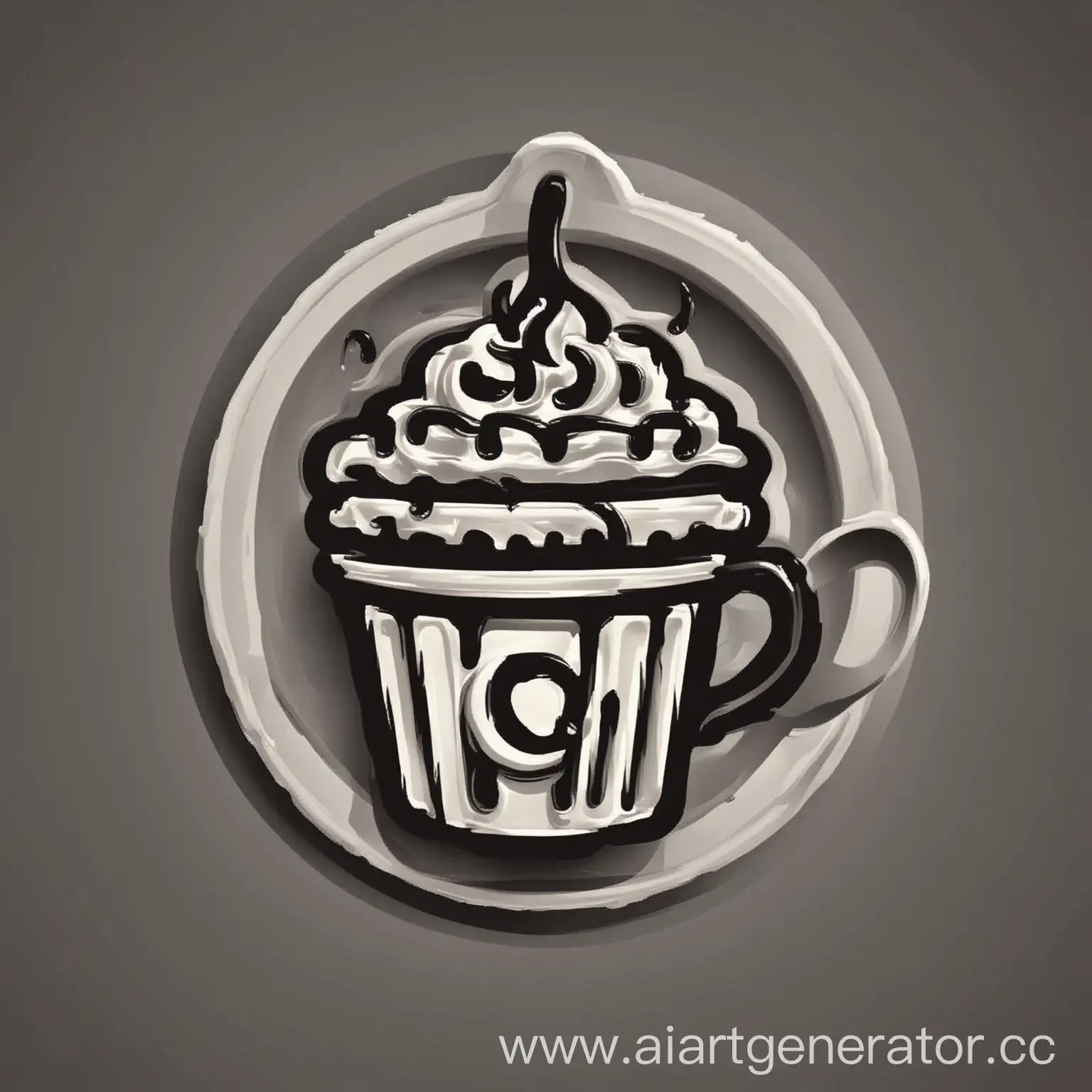 Векторная вафля с стаканчиком кофе с собой в чёрно-белом формате под логотип