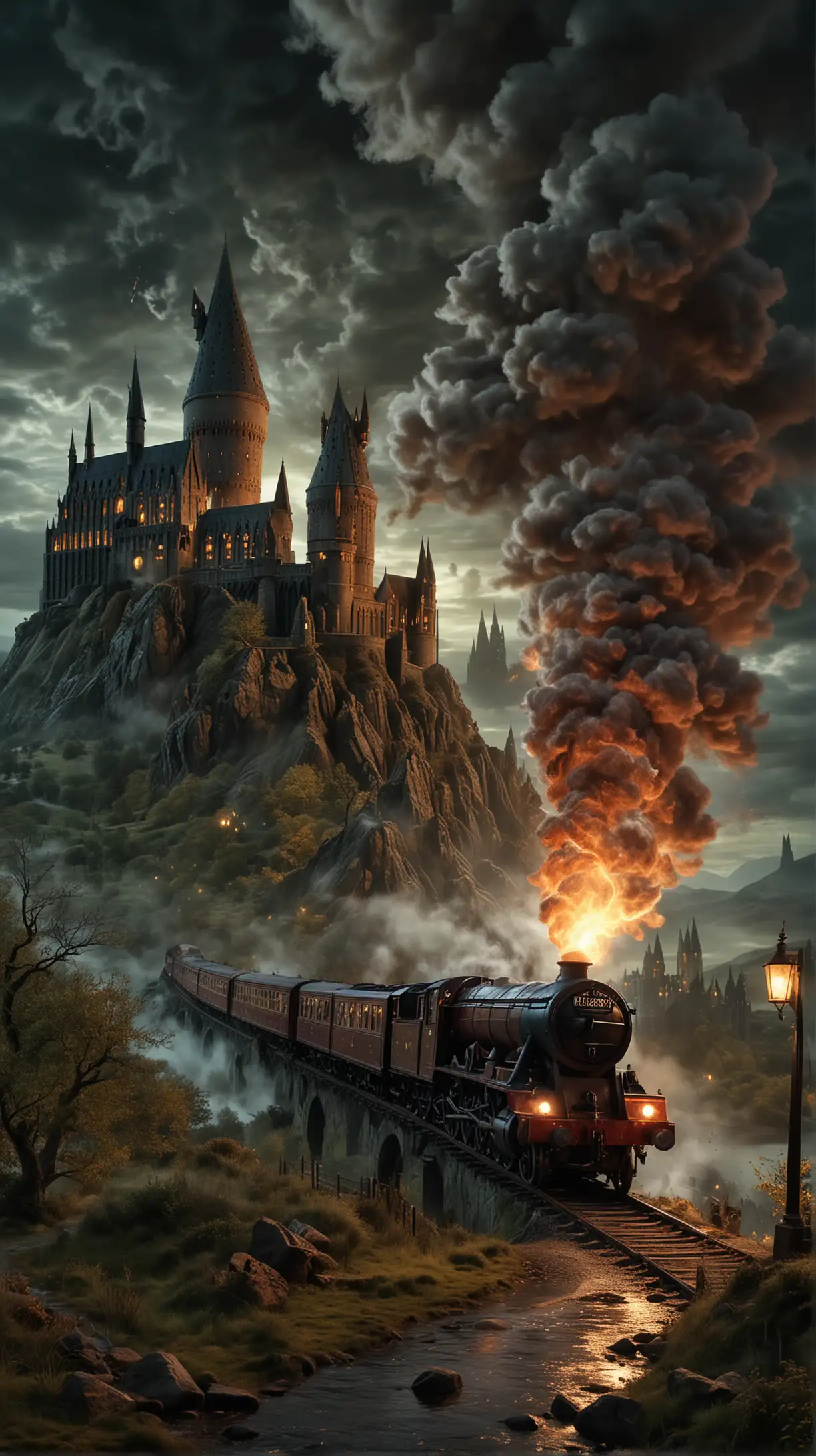Harry Potter Stands Before Majestic Hogwarts Castle