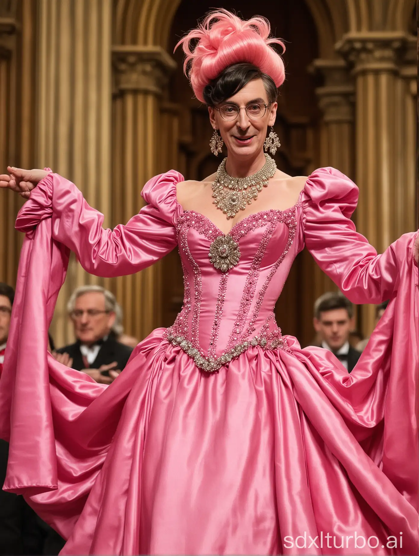Jacob-ReesMogg-British-Politician-Dazzles-as-Flamboyant-Drag-Queen-on-Parliament-Stage