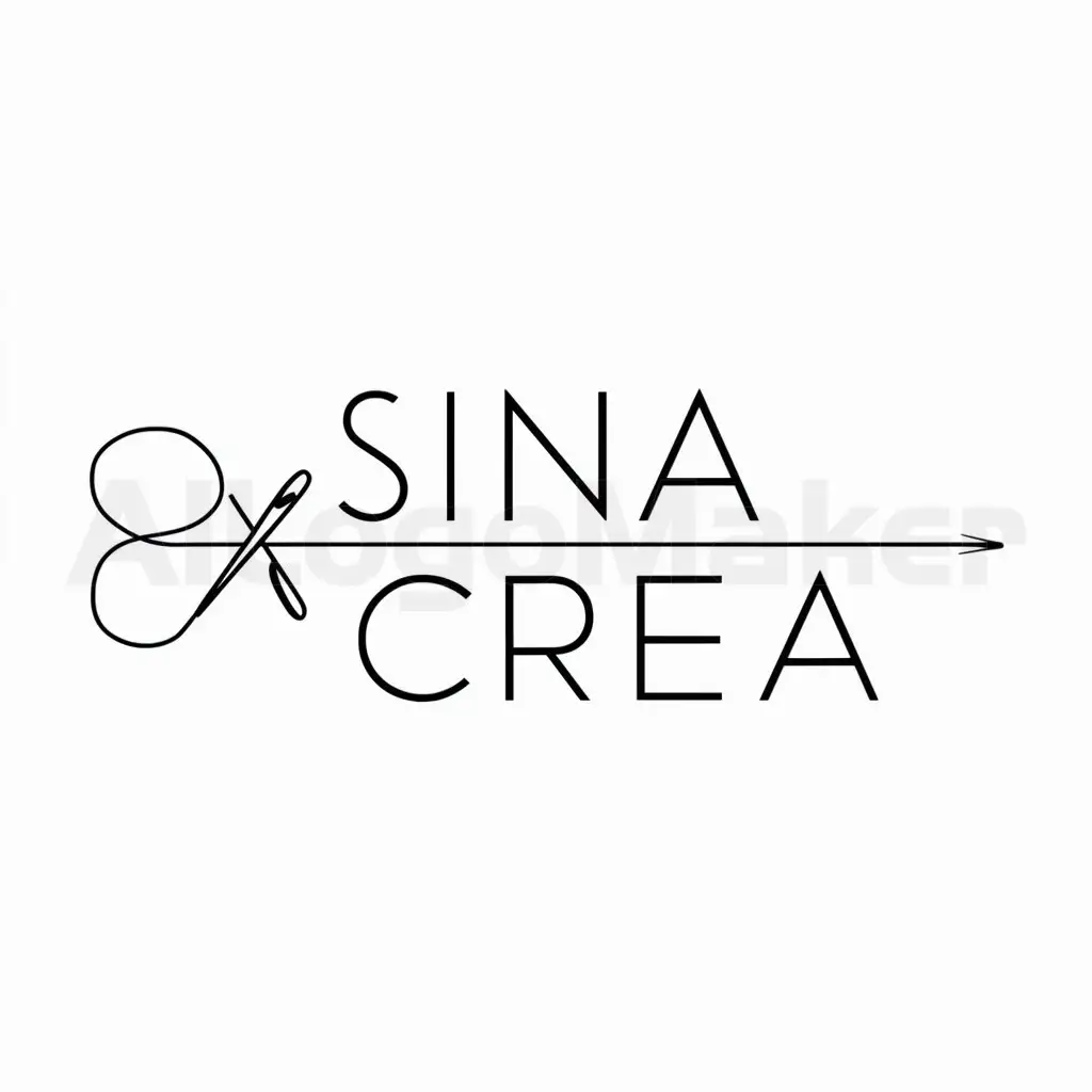 a logo design,with the text "Sina Crea", main symbol:Una aguja e hilo,Minimalistic,be used in Others industry,clear background