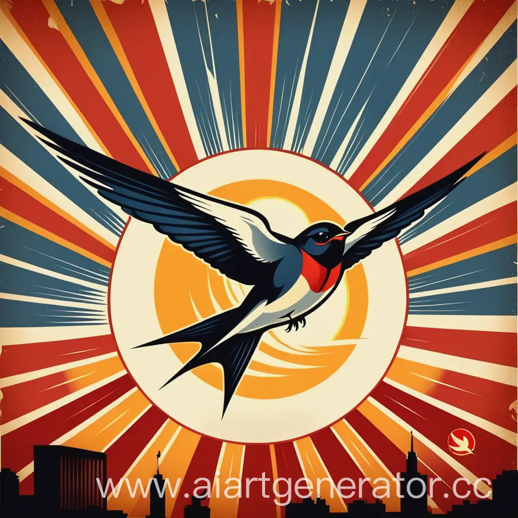 Swift-Swallow-Soars-Toward-the-Sun-Modern-USSR-Style-Poster