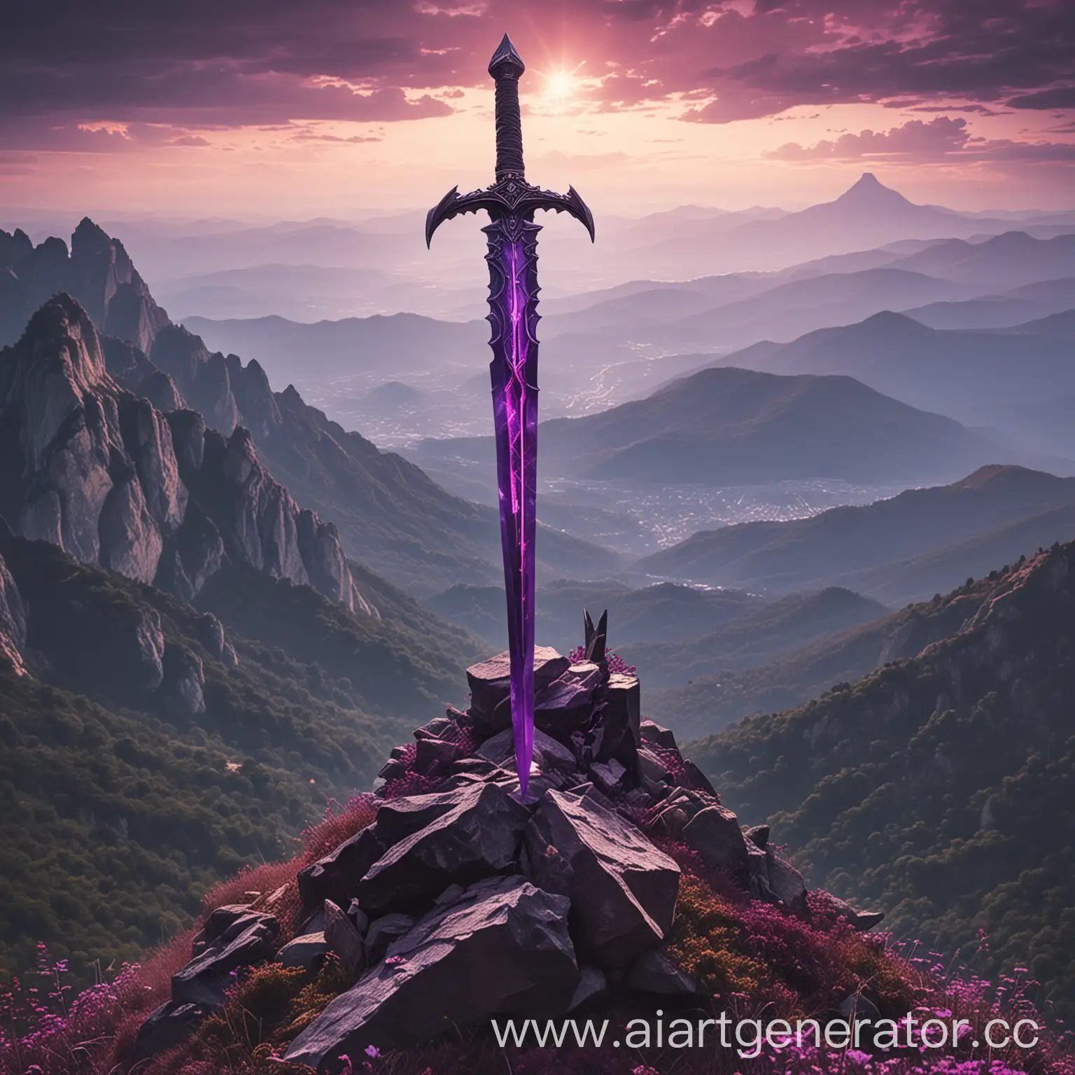 Majestic-Purple-Sword-Atop-Mountain-Peak